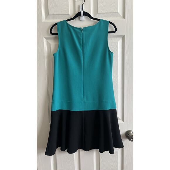 ANN TAYLOR LOFT Colorblock Drop Waist Sleeveless Flounce Mini Dress Sz 6 MOD - Picture 5 of 9